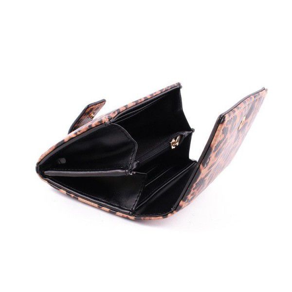 Leopard print wallet women's new fashion short money clip multi-card wallet women's handbag manufacturers direct sales