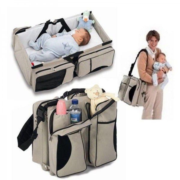 Collapsible baby travel bed bag portable mother and baby bag multi-functional large capacity mother bag