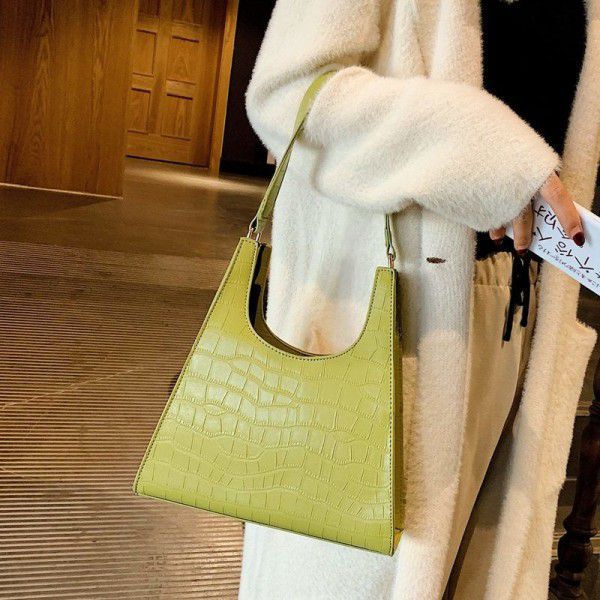 2020u6 web celebrity ins casual bag 2020 new retro crocodile texture tote bag versatile bag for women