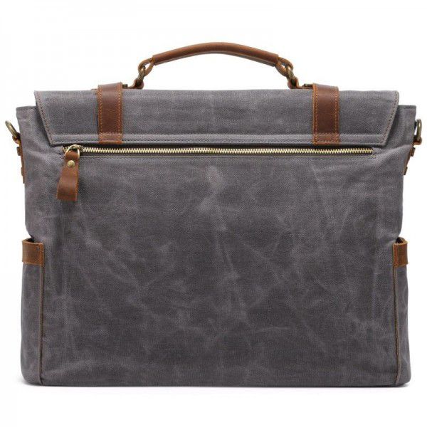 Wax canvas cross-body bag mad horse leather one-shoulder computer briefcase leather retro bag hand bill of lading shoulder bag wholesale