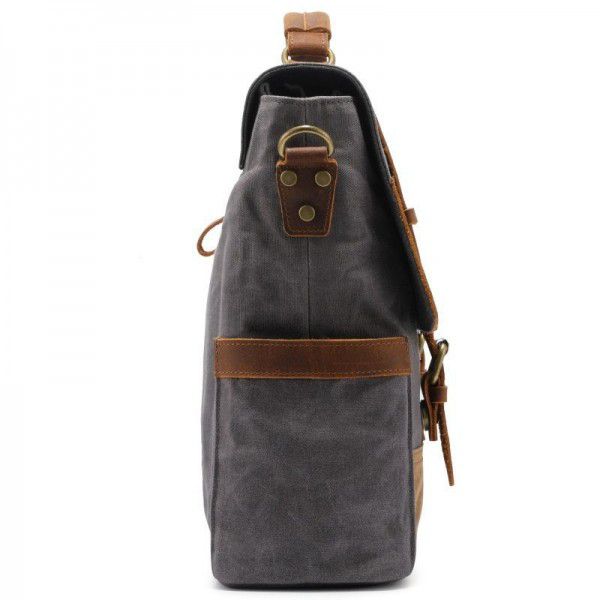 Wax canvas cross-body bag mad horse leather one-shoulder computer briefcase leather retro bag hand bill of lading shoulder bag wholesale