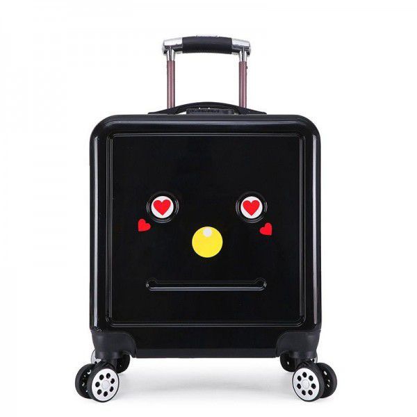 2020 new zipper pull case 20 inch universal wheel cute expression board case children's cartoon lovely suitcase