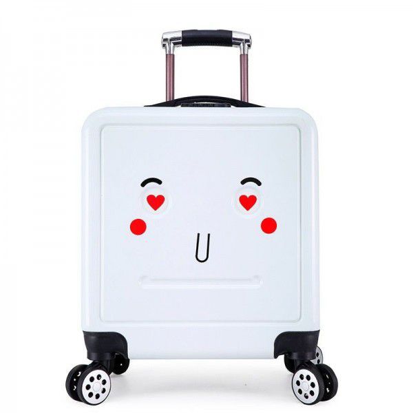 2020 new zipper pull case 20 inch universal wheel cute expression board case children's cartoon lovely suitcase