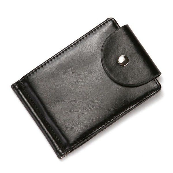 Cross border Pu creative men's wallet Korean fold buckle zipper zero wallet dollar clip case customization