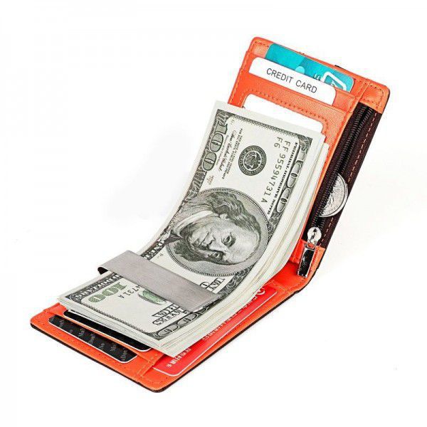 Customized US dollar men's wallet leather ultra thin Amazon wallet men US dollar RFID Wallet