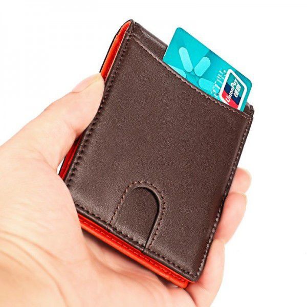 Customized US dollar men's wallet leather ultra thin Amazon wallet men US dollar RFID Wallet
