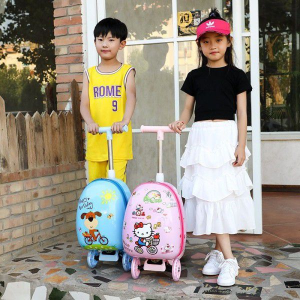 Children's skateboard trolley suitcase 16 inch suitcase universal wheel boarding men's trolley with two in one trolley