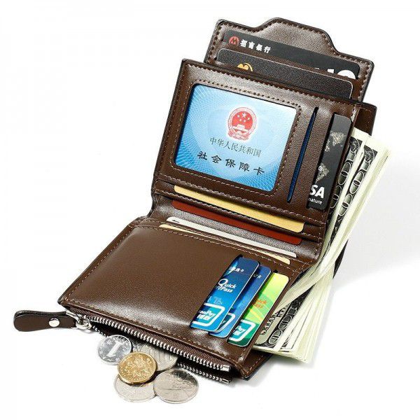 Horizontal men's wallet multi function short wallet leisure multi card men's wallet