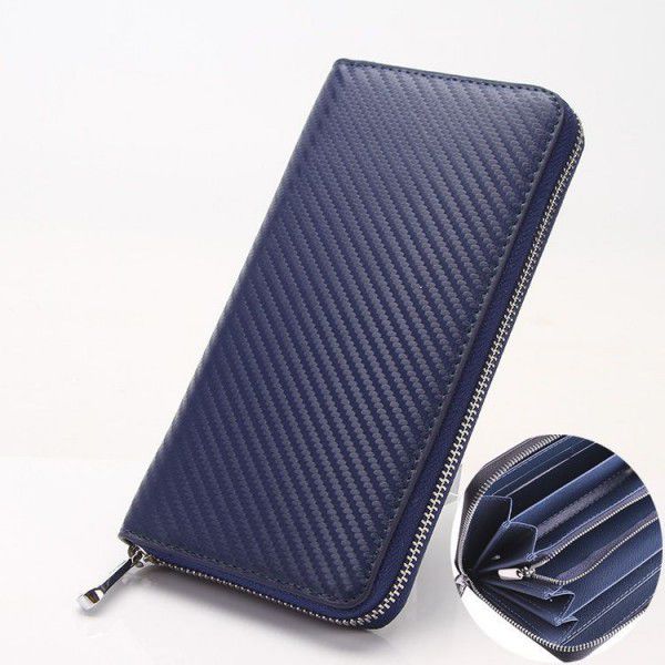Carbon fiber pattern long zipper men's wallet women's mobile phone zero wallet manufacturer wholesale