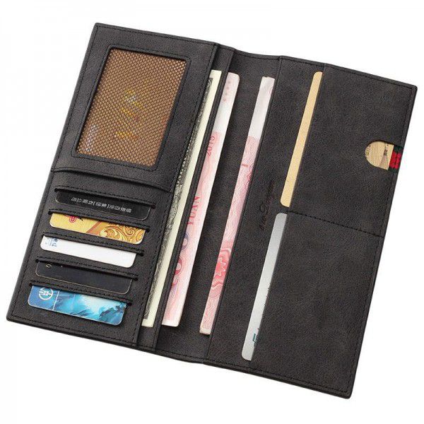 Swdvogan men's wallet long student ultra thin men's wallet Vintage Leather Wallet men's ticket folder spot wholesale