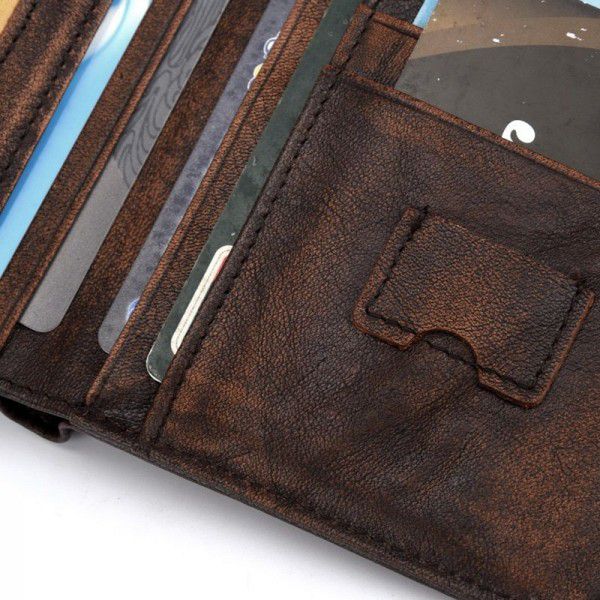 New style vegetable tanned Vintage men's wallet anti-theft brush RFID head layer leather wallet leather used Wallet
