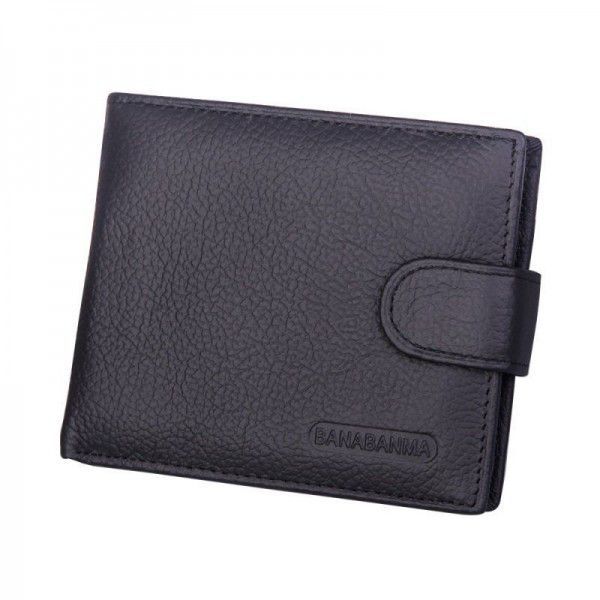 Men's wallet leather short retro zipper buckle Wal...