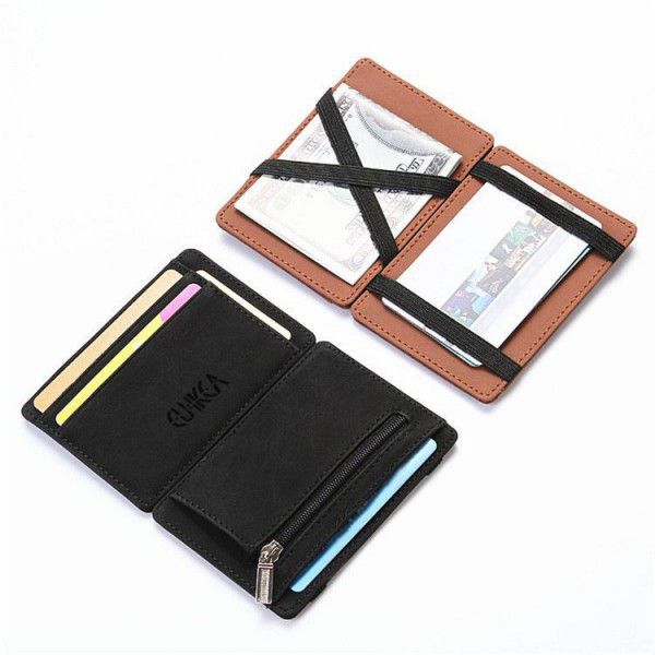 Cross border frosted Pu creative magic wallet fold...