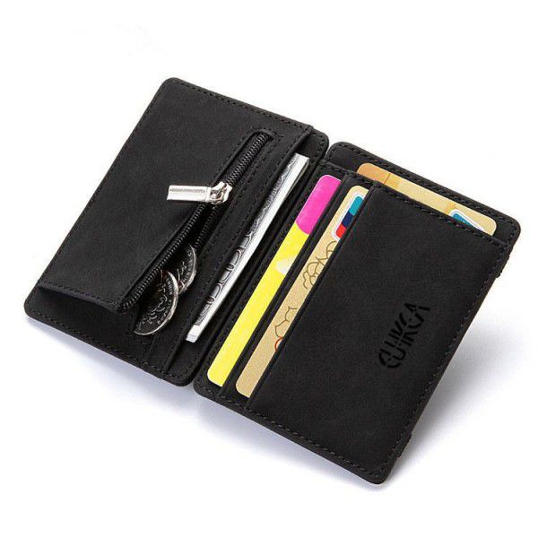 Cross border frosted Pu creative magic wallet fold 2 fold card case, zero wallet, zipper men's wallet