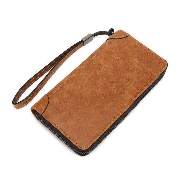 Men's wallet leather top leather long hand bag Business Wallet men's Zipper Wallet