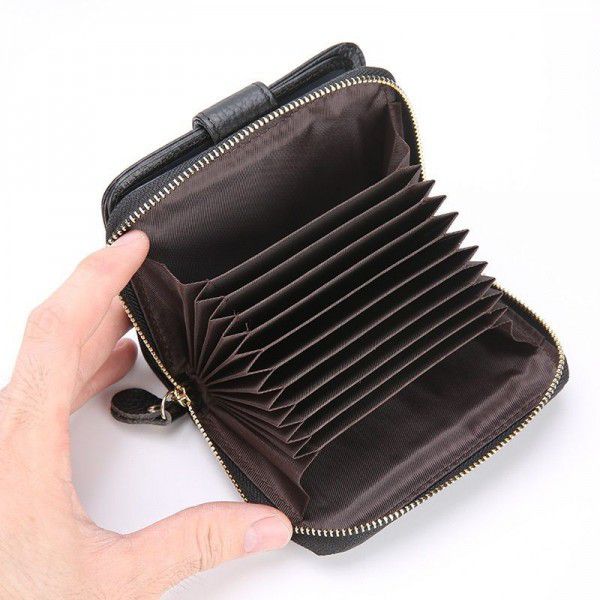 New RFID women's wallet short multi-function card bag women's credit card men's leather driving license leather bag