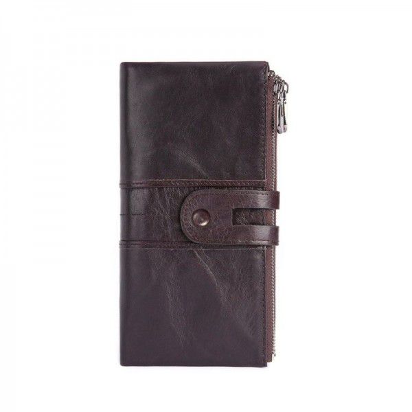 Retro Leather Women's wallet Korean fashion mobile phone change handbag RFID anti-theft brush Long Wallet