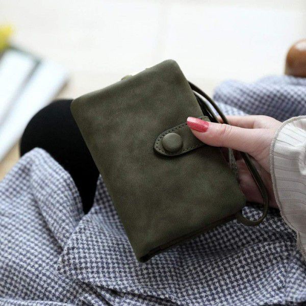 19 new frosted wallet female short Korean student small fresh lovely three fold multi card lady Wallet