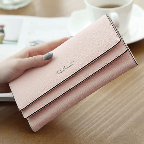 Autumn new long women's wallet with three fold cross pattern, large capacity, multi-functional and fashionable Student Wallet