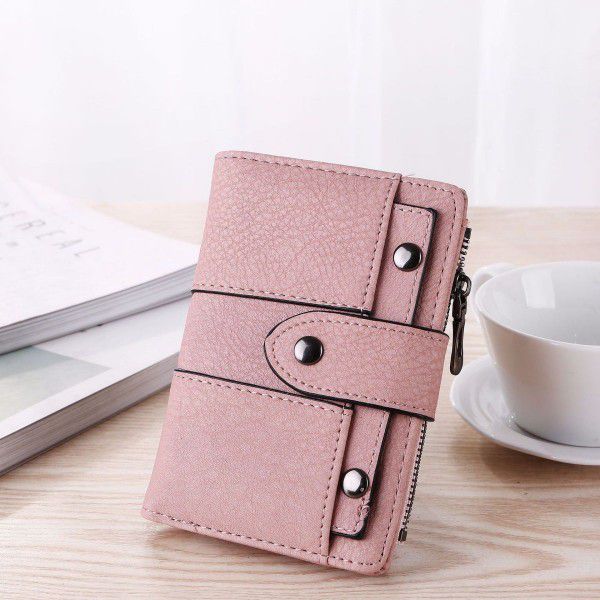 Spring and summer new 2019 short Vintage frosted lady student 30% small wallet, willow nail buckle wallet wholesale