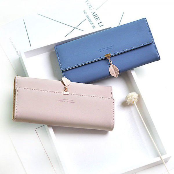 2018 new Japanese and Korean small fresh leaf long women's wallet student multi-functional large capacity wallet wallet