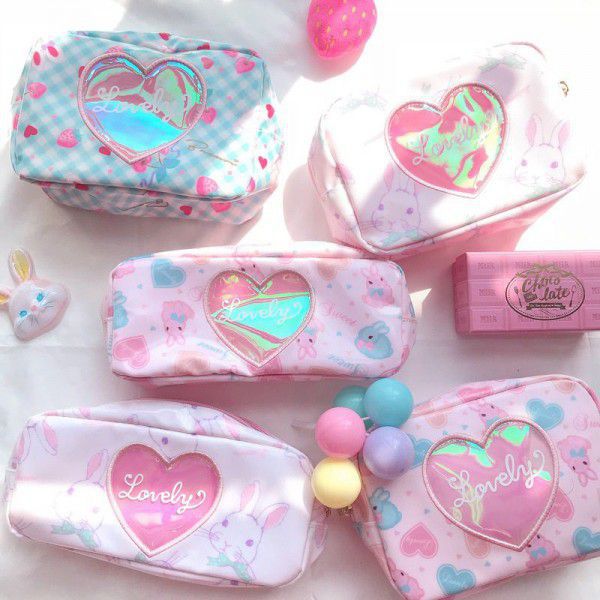Japanese cute makeup bag soft girl pen bag storage...