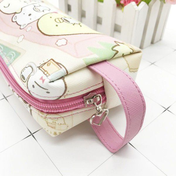 Card cover large capacity Pu pen bag cute student creative makeup pen bag corner with hand-held stationery box