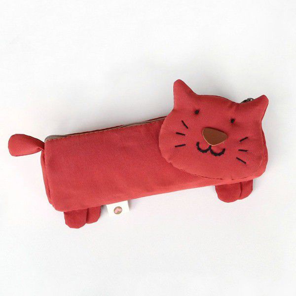 Three color patch cat pencil bag female Korean version ins creative net red pencil bag large capacity lovely student stationery box