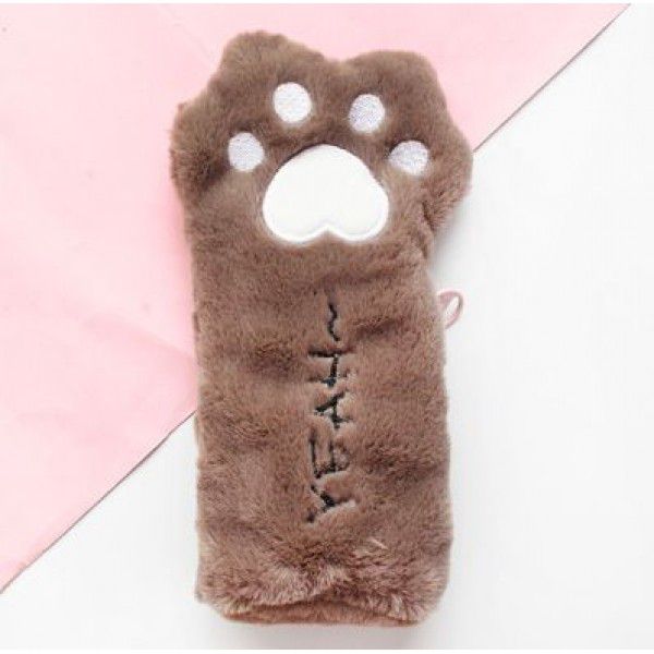 Red cute cat claw pen bag student large capacity stationery bag pencil bag cute plush cat claw bag