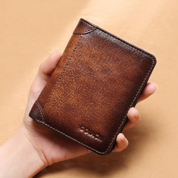 2020 new men's wallet leather short men's wallet m...