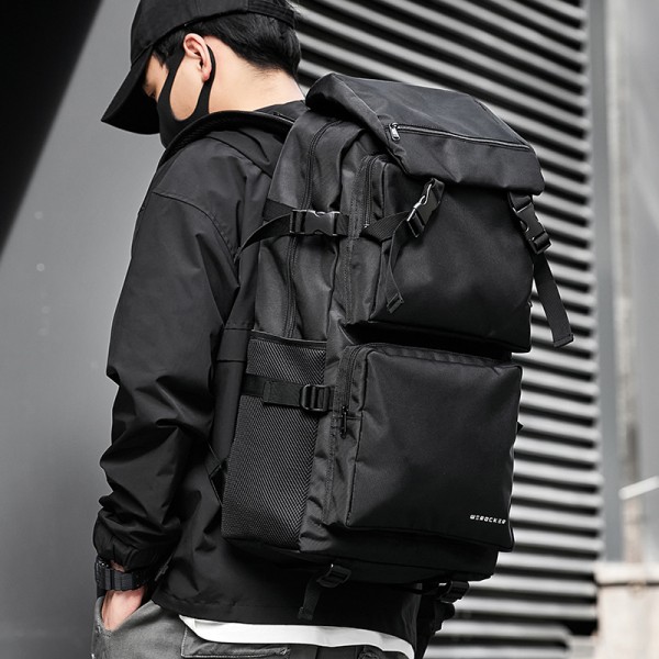 Backpack men's fashion trend leisure black large c...
